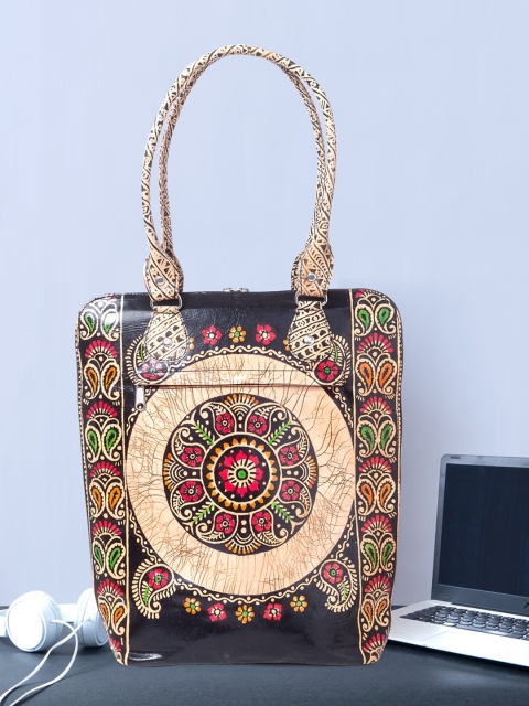 

Golden Peacock Women Black & Red Printed Leather Laptop Bag