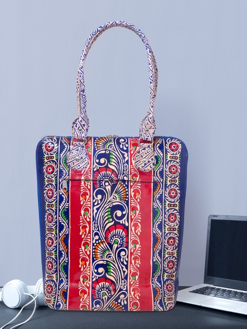 

Golden Peacock Women Blue & Red Leather Laptop Bag