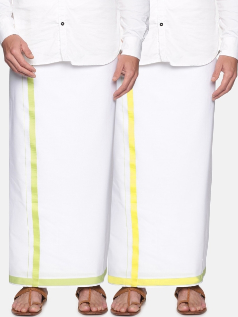 

Sethukrishna Men Pack of 2 White Solid Readymade Cotton Dhotis