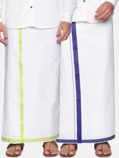 

Sethukrishna Men White Pack Of 2 Solid Cotton Dhoti