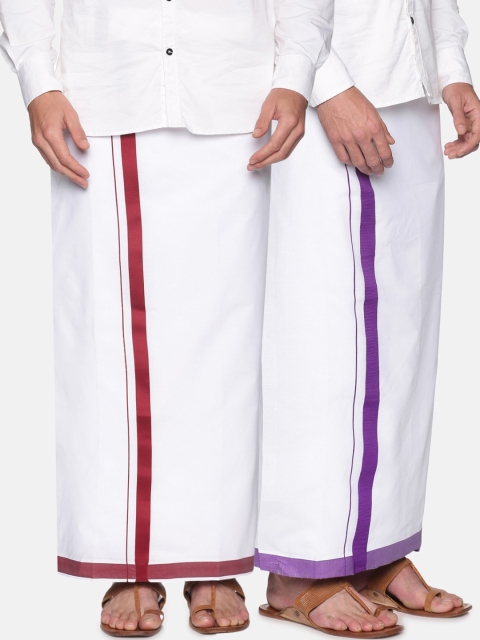 

Sethukrishna Men Pack Of 2 White Solid Readymade Cotton Dhotis