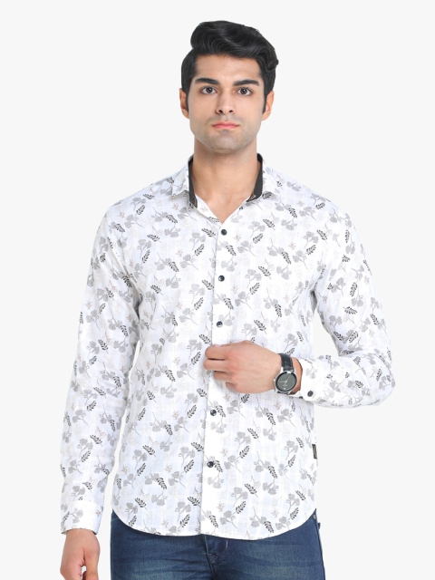 

COLVYNHARRIS JEANS Men White & Brown Floral Print Slim Fit Casual Shirt