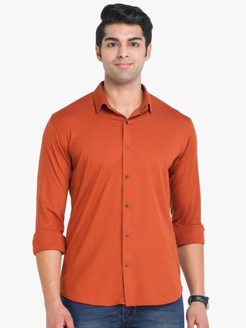 

COLVYNHARRIS JEANS Men Rust Brown Slim Fit Casual Shirt