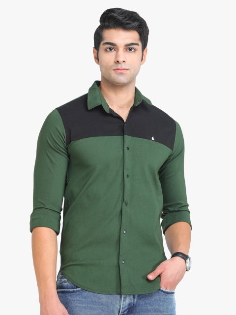 

COLVYNHARRIS JEANS Men Olive Green Slim Fit Casual Shirt