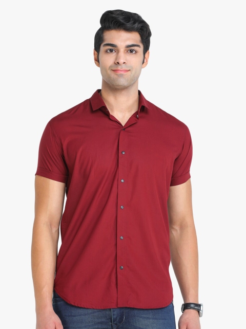 

COLVYNHARRIS JEANS Men Maroon Slim Fit Cotton Casual Shirt