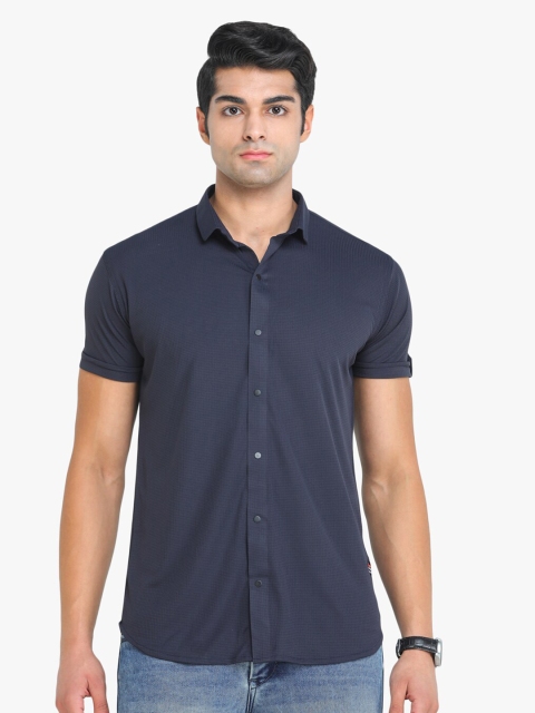 

COLVYNHARRIS JEANS Men Navy Blue Slim Fit Casual Shirt