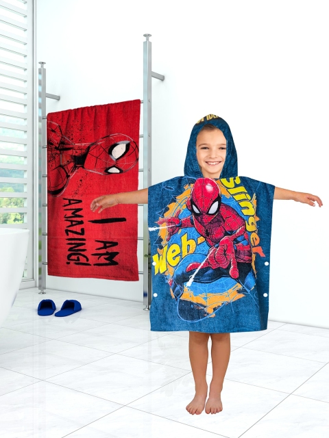

Marvel Kids Blue & Red Spiderman Printed 350GSM Cotton Hooded Poncho and Bath Towel Set