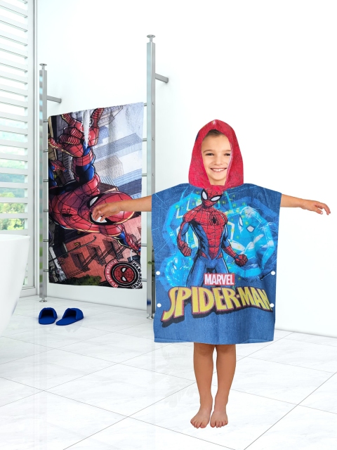 

Marvel Kids Blue & Red Spiderman Printed 350GSM Cotton Hooded Poncho and Bath Towel Set