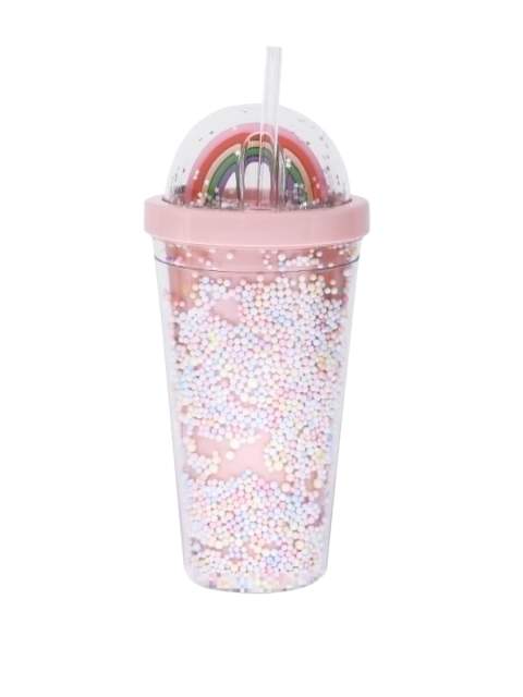 

POPLINS Kids Pink Printed Acrylic Plastic Sipper Water Bottle 600 Ml