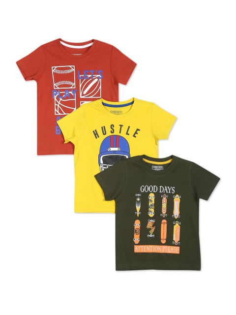 

Cherokee Boys Pack Of 3 Typography T-shirt, Assorted