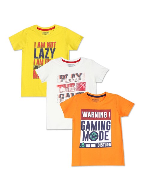 

Cherokee Boys Assorted Typography 3 Printed Applique T-shirt
