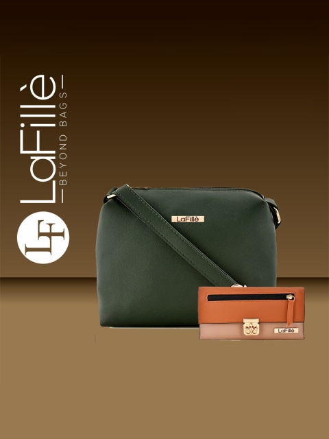 

LaFille Green & Tan Purse Clutch With Pouch