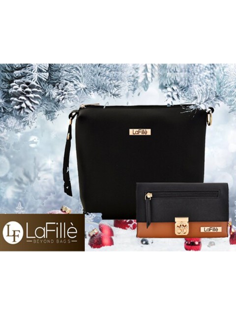 

LaFille Black & Tan Purse Clutch With Pouch