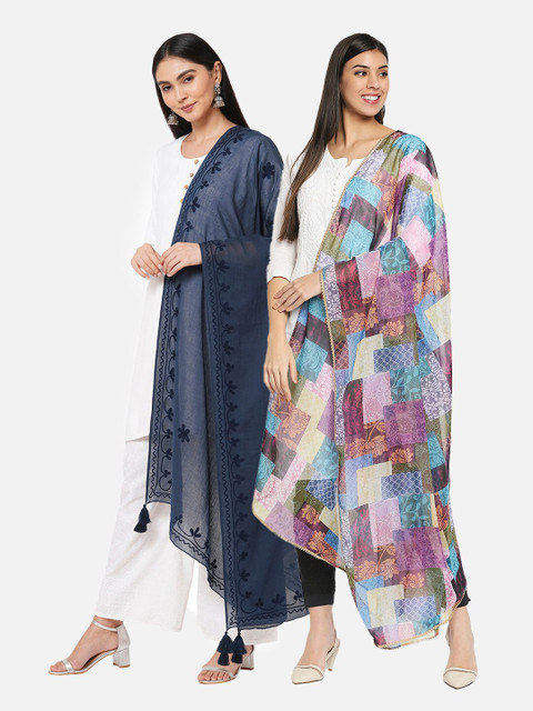 

Get Wrapped Pack of 2 Grey & Pink Embroidered Dupatta