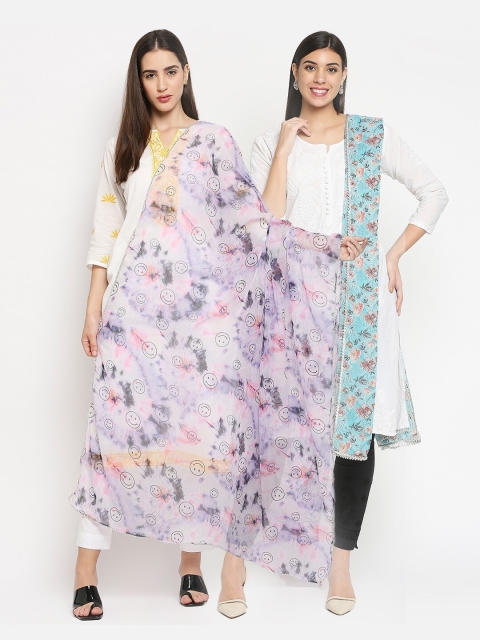 

Get Wrapped Pack of 2 Blue & Purple Printed Dupatta
