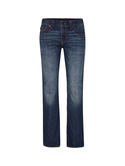 

True Religion Men Blue Comfort Slim Fit Pure Cotton Heavy Fade Jeans