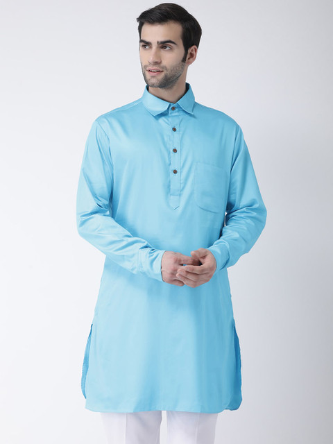 

SG LEMAN Men Turquoise Blue Pathani Cotton Kurta