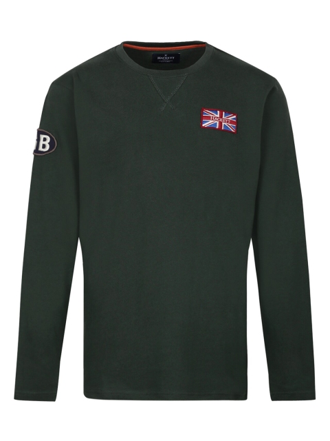 

HACKETT LONDON Boys Olive Green Cotton Solid T-shirt with Applique Detail