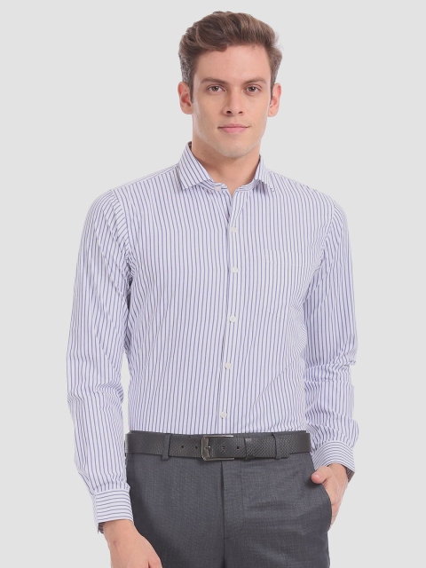 

Excalibur Men White Striped Casual Shirt