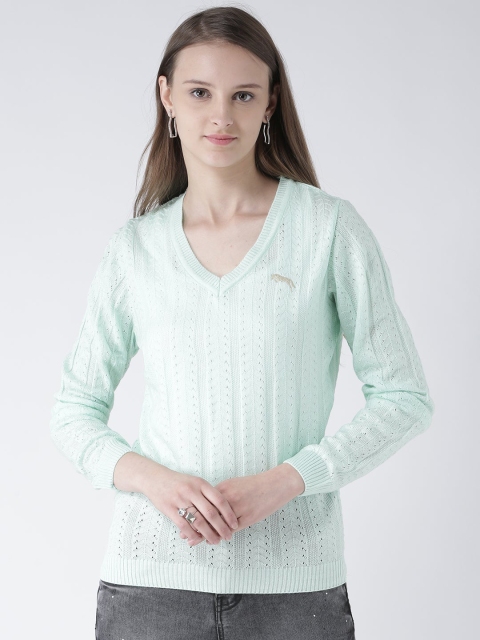 

JUMP USA Women Sea Green Open Knit Pullover