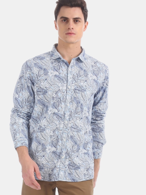 

Newport Men Blue Printed Casual Shirt