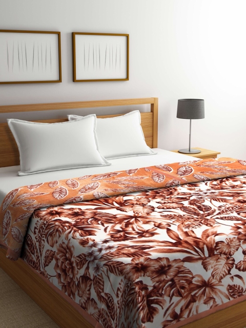 

Arrabi Brown & White Floral Heavy Winter 1060 GSM Double Bed Blanket
