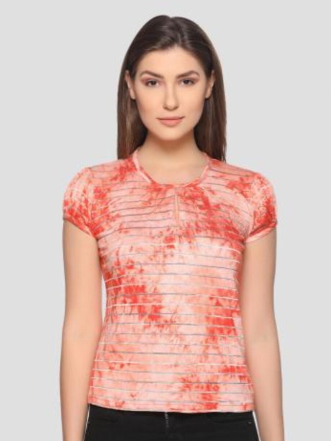 

armure Orange & Peach-Coloured Tie and Dye Top