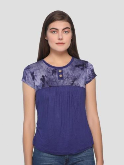 

armure Blue Tie and Dye Print Top