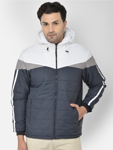 

COBB Men Navy Blue & White Colourblocked Lightweight Puffer Jacket