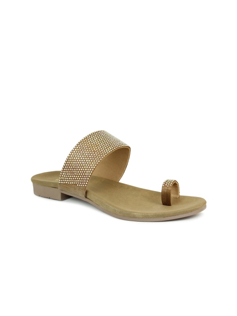 

Inc 5 Women Gold-Toned Embellished Leather Ethnic One Toe Flats