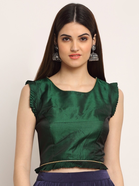 

Grancy Women Green Solid Saree Blouse