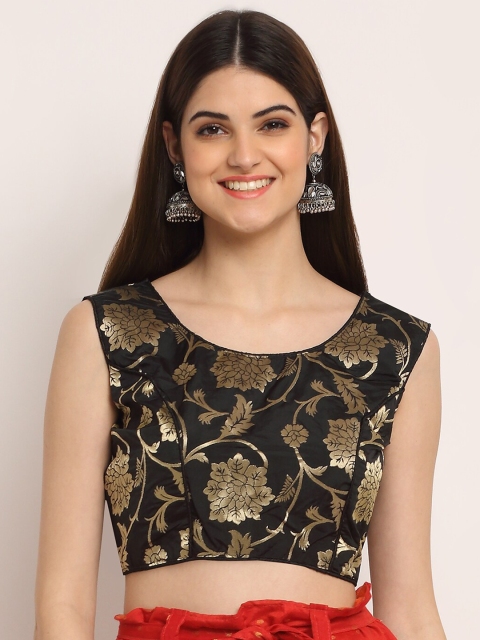 

Grancy Women Black Printed Saree Blouse