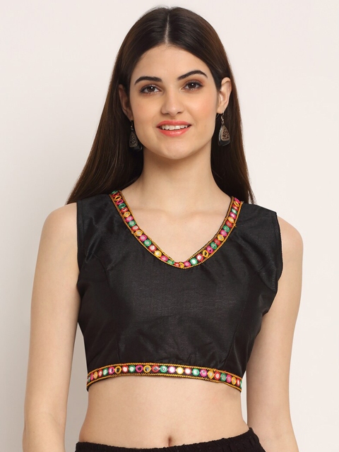 

Grancy Women Black Solid Saree Blouse