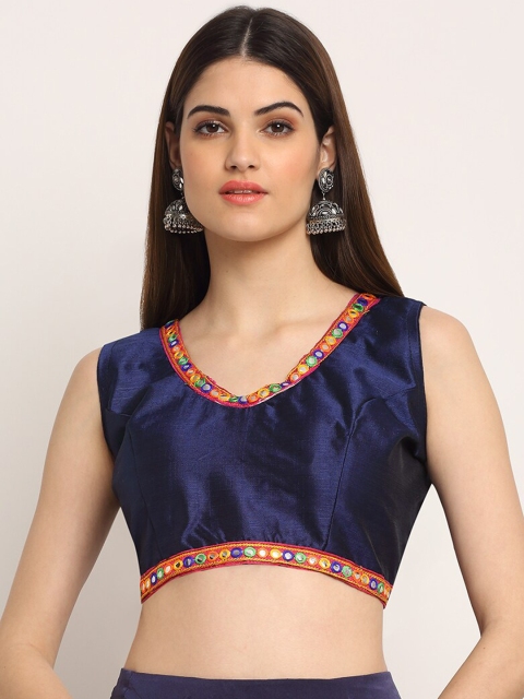 

Grancy Woman Blue Solid Saree Blouse