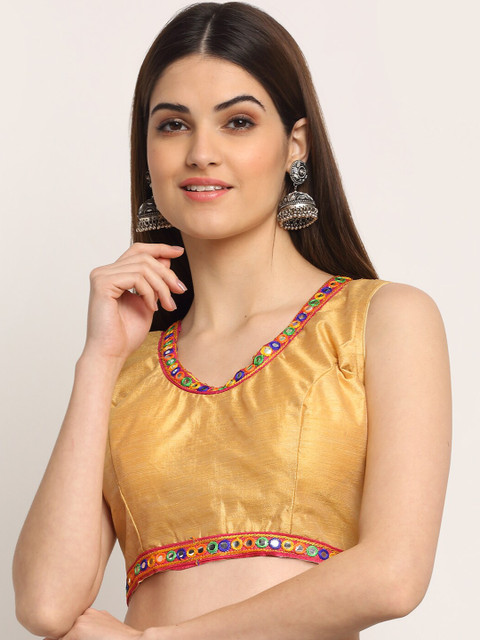 

Grancy Women Gold-Coloured Solid Saree Blouse