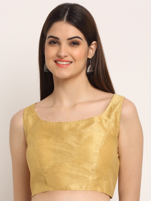 

Grancy Women Gold-Coloured Solid Saree Blouse
