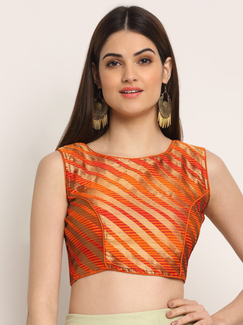 

Grancy Women Orange Printed Saree Blouse