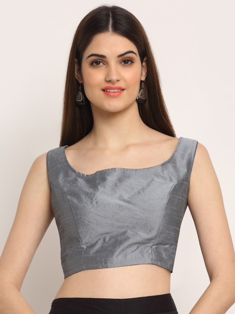 

Grancy Women Grey Solid Saree Blouse