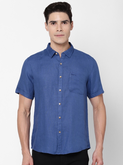 

Pepe Jeans Men Blue Linen Casual Shirt