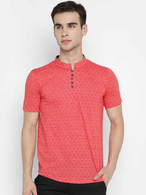 

V2 Value & Variety Men Red Printed Mandarin Collar Slim Fit T-shirt