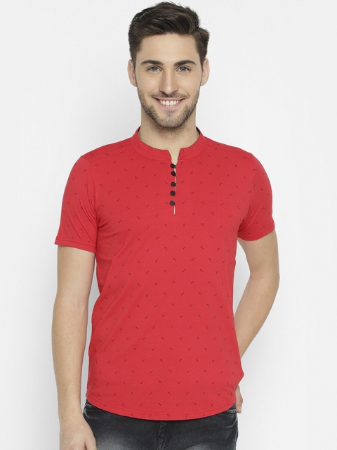 

V2 Value & Variety Men Red Geometric Printed Kurta
