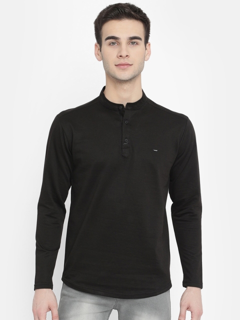 

V2 Value & Variety Men Black Mandarin Collar T-shirt