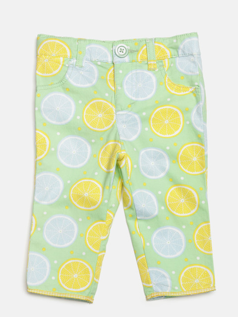 

United Colors of Benetton Girls Mint Green & Yellow Printed Trousers