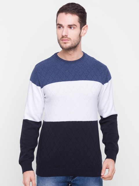 

Globus Men Blue & White Colourblocked T-shirt