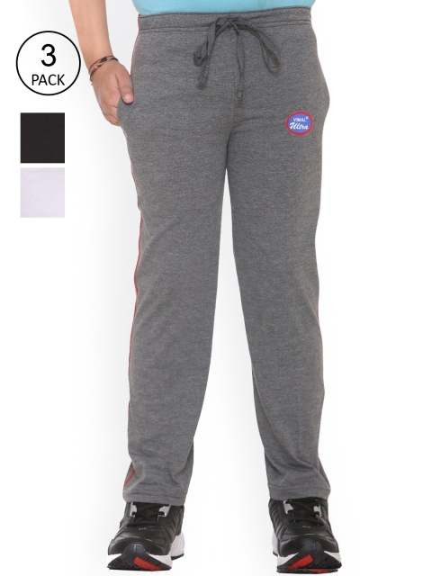 

VIMAL JONNEY Kids Pack Of 3 Solid Cotton Track Pants, Black