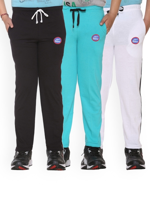 

VIMAL JONNEY Set Of 3 Kids Black & Blue Solid Cotton Track Pants