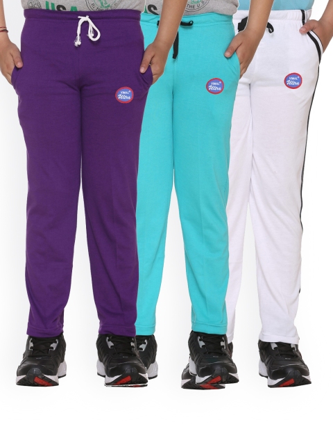 

VIMAL JONNEY Unisex Kids Pack Of 3 Solid Cotton Track Pants, White