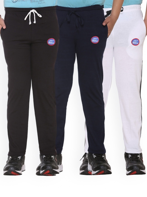 

VIMAL JONNEY Kids Pack Of 3 Solid Cotton Track Pants, Black
