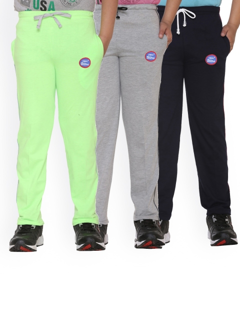 

VIMAL JONNEY Kids Pack Of 3 Black & Grey Solid Cotton Track Pants