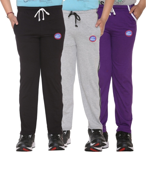 

VIMAL JONNEY Kids Pack of 3 Solid Cotton Track Pants, Black